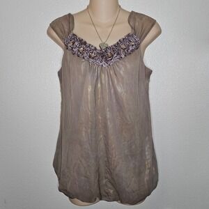 Studio Y Iridescent Tank Top Embellished Blouse‎